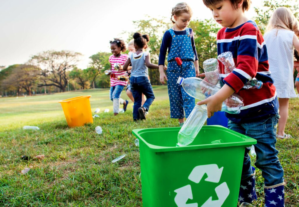 Children sorting recyclables